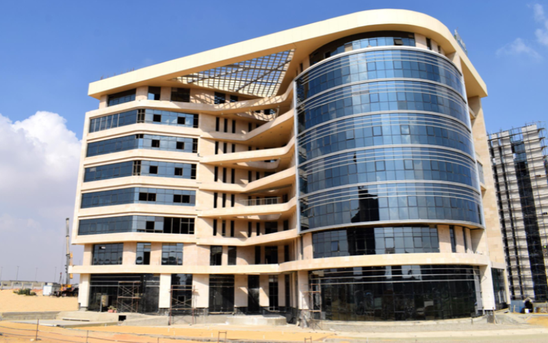 Curved glass office building completed