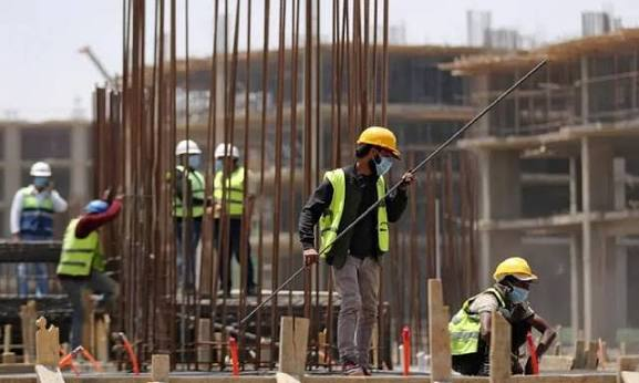 Rebar installation crew on tower project